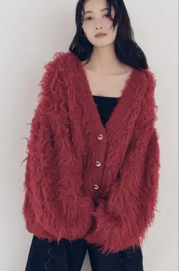 Andequal unique button knit cardigan RED