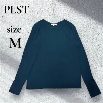 PLST 플라스테 리브 니트 풀오버 그린 소매 버튼 (M)