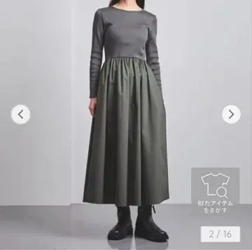 유나이티드 애로우즈 도킹 원피스 카키 38