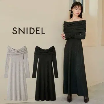 SNIDEL 브러쉬드 컷오프 숄 원피스