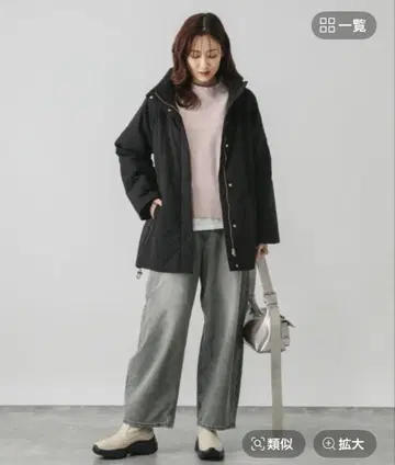 세탁 가능한 라이트 웜 스탠드 코트 블랙 M 사이즈