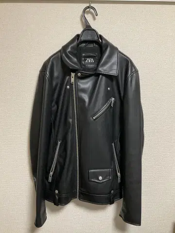 컨디션 최상 ZARA 블랙 더블 가죽 자켓 M