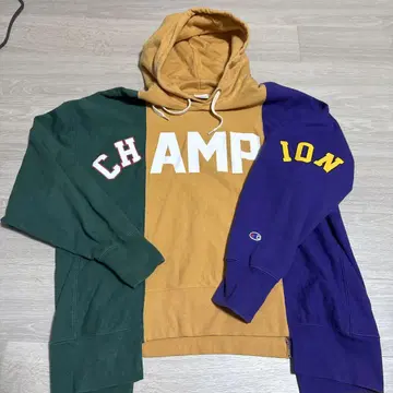 초레어 리버스 위브 Champion 컬러 블록 후드티