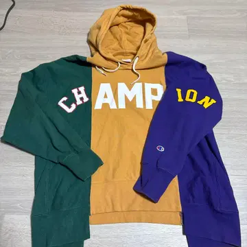 초레어 리버스 위브 Champion 컬러 블록 후드티