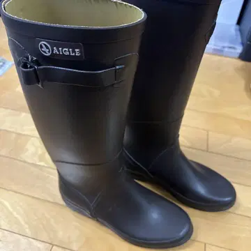 AIGLE 브라운 장화 버클 부착 37 사이즈 레인부츠