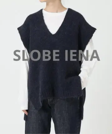 [ 새상품급 ] SLOBE IENA 알파카 샤기 니트 베스트 네이비