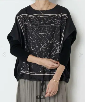 BEARDSLEY 비어즐리 별자리 패턴 스카프 니트