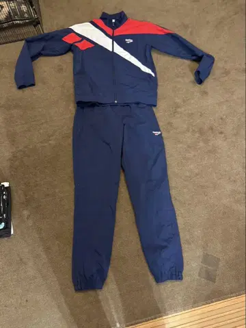 Reebok 나일론 자켓 셋업 네이비/레드
