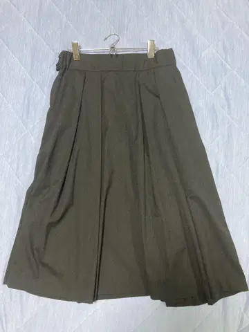 새상품급 무인양품 MUJI 턱 플레어 롱 스커트 L 차콜 그레이