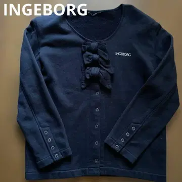 INGEBORG 프론트 리본 맨투맨 원단 가디건
