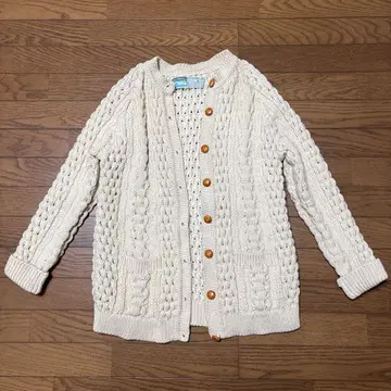 아이슬란드산 로우 게이지 아란 니트 가디건 울