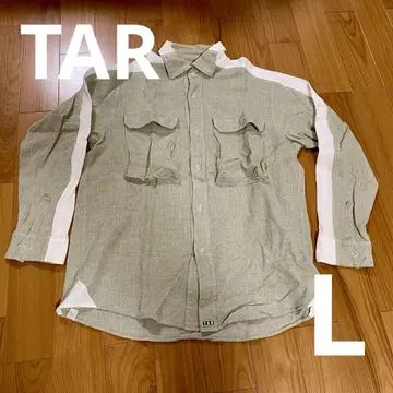 TAR 소매 라인 셔츠 L 사이즈 그린 x 화이트 98년
