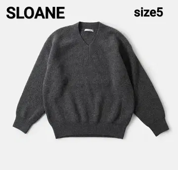 SLOANE 램스울 7G 편직 립 V넥 니트 풀오버