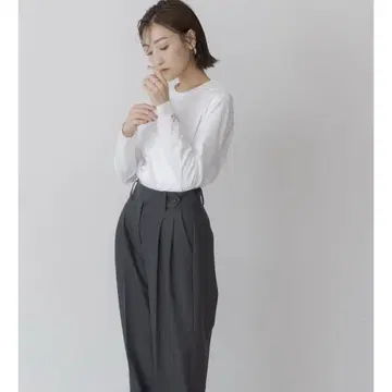 regleam 로고 롱T셔츠 화이트 x 자수 네이비