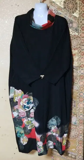 기모노 리메이크 블랙 전례복 기모노 눈꽃 길상 학 원피스