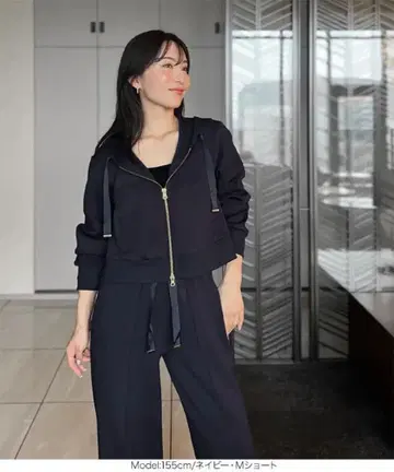 Yuumi 콜라보 종이상자 스웨트 팬츠 후드티 세트 네이비