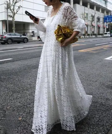 VINTAGE LIKE SHEER FLOWER DRESS ameri