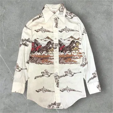 90년대 USA제 빈티지 올 패턴 MILLER 웨스턴 셔츠 사이즈 S