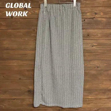[ 글로벌 워크 ] GLOBAL WORK 깅엄 체크 롱 스커트