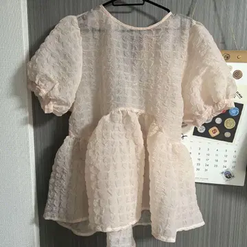 muguet ripple sheer peplum blouse pink
