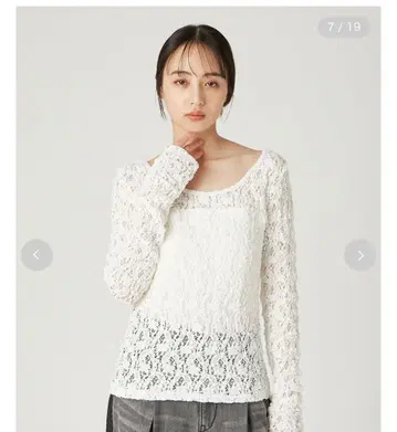 2way 스퀘어넥 레이스 상의
