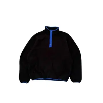 90s USA LANDS'END 블랙 플리스 스냅 T