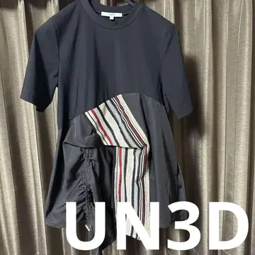 시착만 한 상품 아쓰리드 UN3D 반팔 T셔츠 스트라이프 악센트