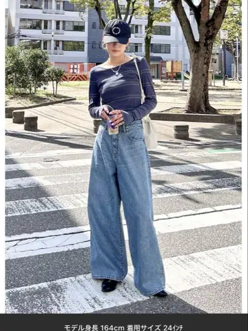 Ungrid 볼륨 루즈 데님 와이드 팬츠 커브 팬츠 moussy