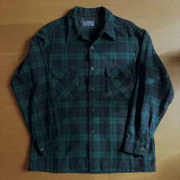 70s Pendleton 울 셔츠 블랙워치 L