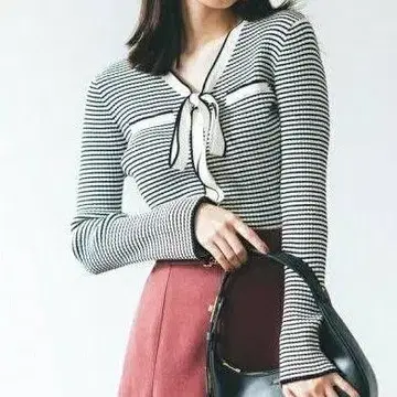 바이컬러 보타이 리브 니트 JILL BY JILLSTUART