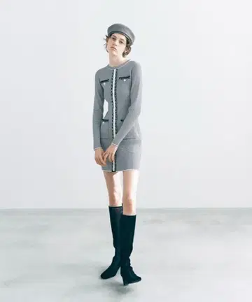 SNIDEL 부클레 파이핑 원피스