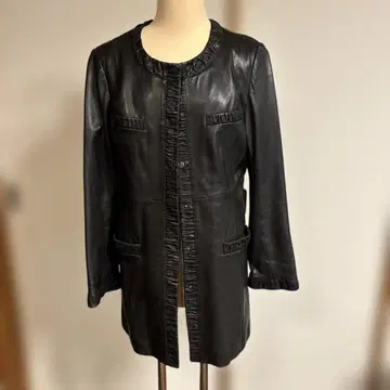 블랙 가죽 코트