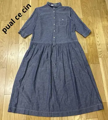pual ce cin 퓨어세신 셔츠 원피스 7부 소매 코튼 린넨