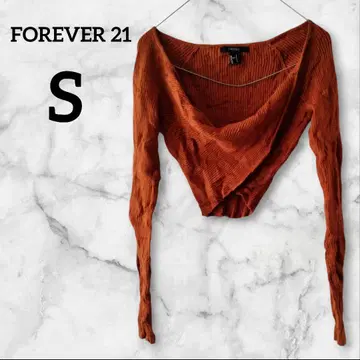 1점 한정 FOREVER 21 오렌지 랩 스웨터 숏 기장 니트 [ S ]