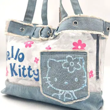 [ 새상품급 레어 ] 헬로키티 토트백 데님 숄더 대용량 A4 벨트