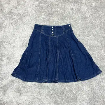 brilliant 플레어 데님 스커트 무릎 기장 프론트 버튼