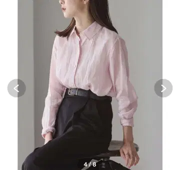 NOBLE 라미 레귤러 핏 셔츠 핑크