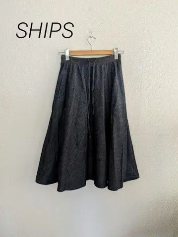 SHIPS Days 허리 리브 절개 데님 스커트