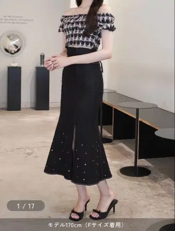 POMME d'amour rhinestone denim skirt
