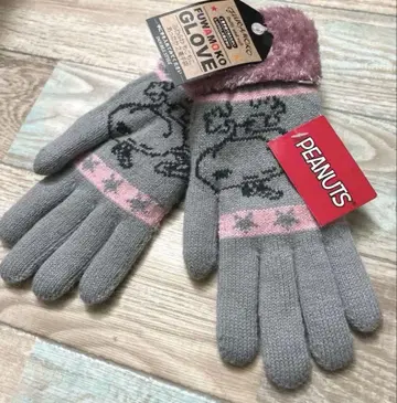 택 포함 새상품 스누피 SNOOPY PEANUTS 장갑 그레이 핑크