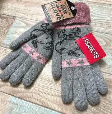 택 포함 새상품 스누피 SNOOPY PEANUTS 장갑 그레이 핑크