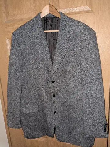 해리스 트위드 BARUTTI 테일러드 자켓 엘르 엘보 패치