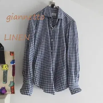 giannetto 쟈넷 린넨 이탈리아제 체크 셔츠 여성용