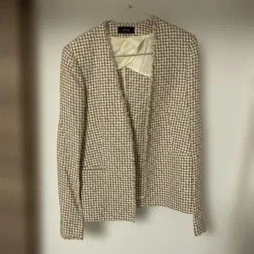 JOSEPH 노카라 체크 자켓 린넨 100%