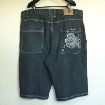 플래티넘 후부 PLATINUM FUBU 숏팬츠 초와이드 블랙 W42