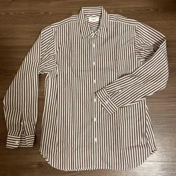 UNITED ARROWS 브라운 스트라이프 긴팔 셔츠