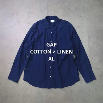 GAP 코튼 린넨 긴팔 셔츠 XL 네이비
