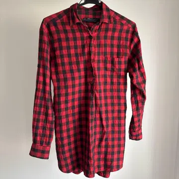 ZARA 빨검 체크 무늬 긴팔 셔츠