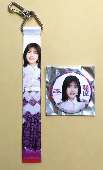 [ 2개 세트 ] 노기자카46 시바타 유나 리본 키링 캔뱃지