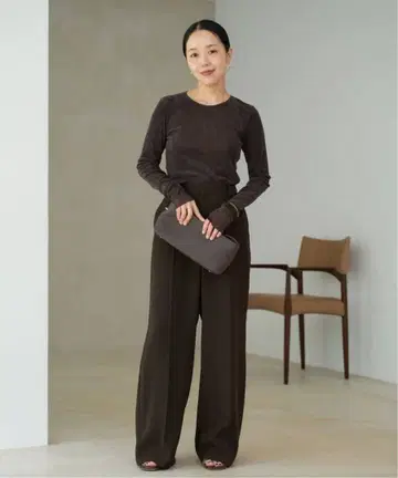washable straight 팬츠 브라운